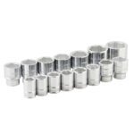 Juego de dados cuadro de 3/4", 6 puntas, métricos, 15 piezas Urrea 55207
