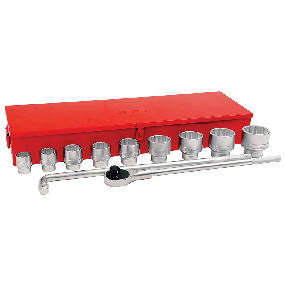 Juego de dados y accesorios cuadro de 1" métrico, 12 piezas Urrea 5800AM