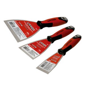 Juego de espátulas flexibles de acero inoxidable con mango bimaterial, 3 piezas Urrea 6500X