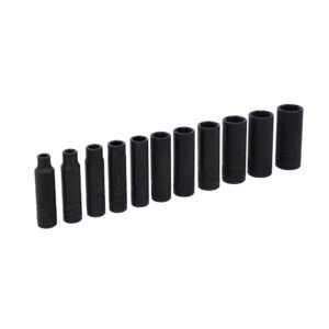 Juego de dados largos de impacto cuadro de 1/4", 6 puntas, métricos, 11 piezas Urrea 69212