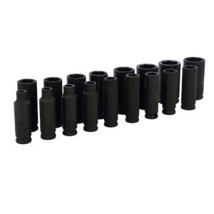Juego de dados largos de impacto métricos cuadro de 3/8", 12 puntas, 17 piezas Urrea 72216
