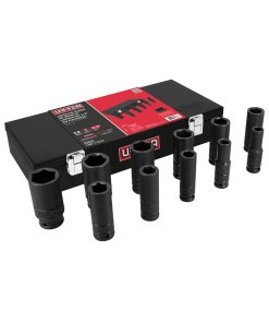 Juego de dados largos de impacto cuadro de 1/2", en pulgadas en caja, 11 piezas Urrea 7301C