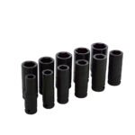Juego de dados largos de impacto cuadro de 1/2", 6 puntas, en pulgadas, 11 piezas Urrea 73112