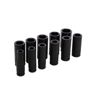 Juego de dados largos de impacto cuadro de 1/2", 6 puntas, en pulgadas, 11 piezas Urrea 73112