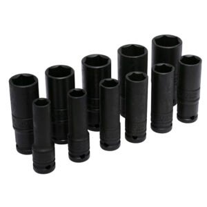 Juego de dados de impacto largos pared delgada cuadro de 1/2", 6 puntas, en pulgadas, 11pz Urrea 73112D