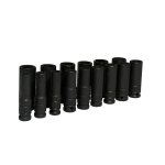 Juego de dados largos de impacto cuadro de 1/2", 6 puntas, métricos, 15 piezas Urrea 73214M