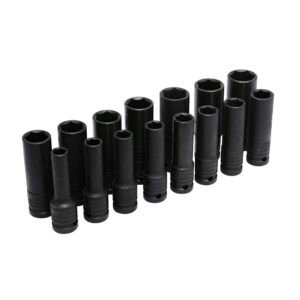 Juego de dados de impacto largos pared delgada cuadro de 1/2", 6 puntas, métricos, 15pz Urrea 73214MD