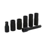 Juego de dados de impacto doble boca cuadro de 1/2" combinados, 6 puntas, 7 piezas Urrea 7400DE