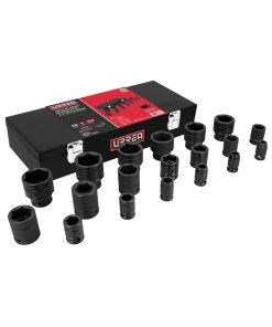 Juego de dados de impacto cuadro de 1/2", en pulgadas en caja, 19 piezas Urrea 7401C