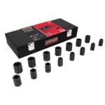 Juego de dados de impacto cuadro de 1/2", métricos en caja, 15 piezas Urrea 7401MC