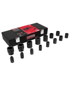 Juego de dados de impacto cuadro de 1/2", en pulgadas en caja, 15 pieza Urrea 7402C