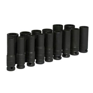 Juego de dados largos de impacto cuadro de 1/2", 12 puntas, métricos, 15 piezas Urrea 74203