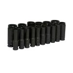 Juego de dados largos de impacto cuadro de 1/2", 6 puntas, métricos, 25 piezas Urrea 74216