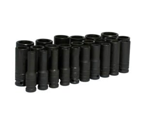 Juego de dados largos de impacto cuadro de 1/2", 6 puntas, métricos, 25 piezas Urrea 74216