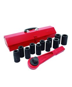 Juego de dados largos y accesorios de impacto métricos cuadro de 3/4", 13 piezas Urrea 750013MLH
