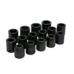 Juego de dados de impacto cuadro de 3/4", 6 puntas, métricos, 15 piezas Urrea 750015