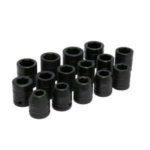Juego de dados de impacto cuadro de 3/4", 6 puntas, métricos, 15 piezas Urrea 750015