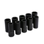 Juego de dados largos de impacto pared delgada cuadro de 3/4", en pulgadas, 10 piezas Urrea 7500LD