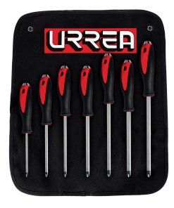 Juego de destornilladores con mango bimaterial de golpe, punta Phillips, 7 piezas Urrea 9100GB