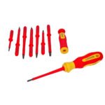 Juego de destornilladores con mango bimaterial y puntas intercambiables 1000 V, 10 piezas Urrea 9300V