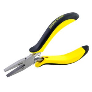 Mini pinza para electrónica con mango bimaterial de 4-3/4" punta plana Surtek 957