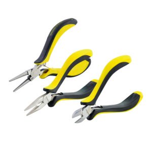 Juego de mini pinzas con mango bimaterial para electrónica, 3 piezas Surtek 95P3