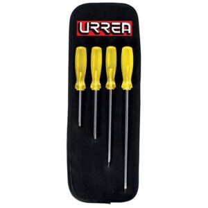 Juego de destornilladores con mango ámbar punta cabinet, 4 piezas Urrea 9600C