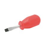 Destornillador con mango rojo, punta plana tipo trompo barra redonda 1/4" x 1-1/2" Urrea 9652R