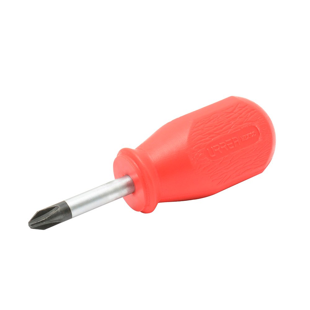 Destornillador con mango rojo, punta Phillips tipo trompo barra redonda #2 x 1-3/8" Urrea 9671R