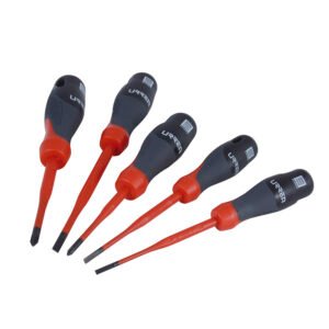 Juego de destornilladores barra slim con mango trimaterial 1000 V, 5 piezas Urrea 9700TSA