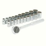 Juego de dados y accesorios cuadro de 3/8" combinado, 21 piezas, en riel Surtek A02C
