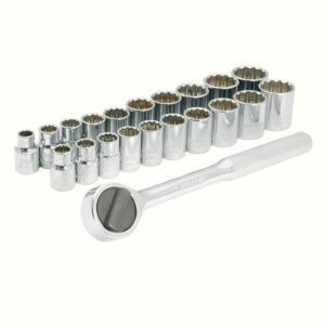 Juego de dados y accesorios cuadro de 3/8" combinado, 21 piezas, en riel Surtek A02C