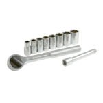 Juego de dados y accesorios cuadro de 1/4" métrico, 10 piezas Surtek A03M
