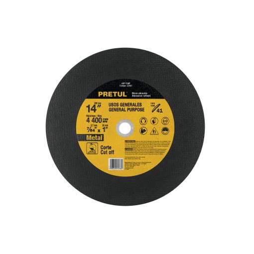 Disco Tipo 41 de 14' x 3.1 mm para Corte de Metal, Resistencia Profesional para Trabajos Rudos, Pretul Clave 22561