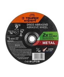 Disco Tipo 42 de 9" x 3.2 mm para Corte de Metal, resistente y duradero para trabajos pesados, clave 11554 - Truper Expert