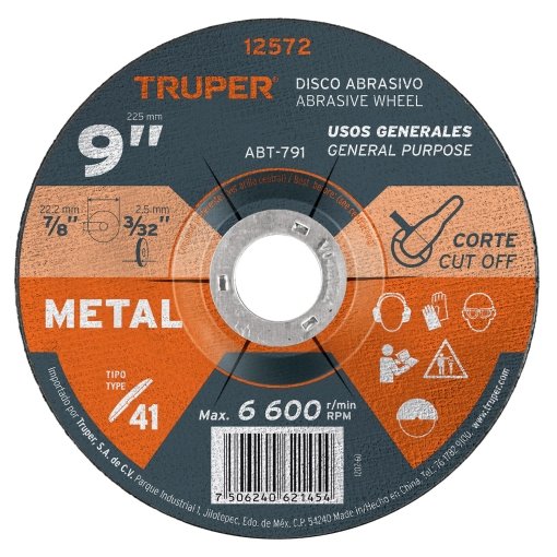 Disco Truper 9' Tipo 41 - Tecnología de Corte para Metal que Maximiza la Capacidad en Proyectos Industriales (Clave 12572)