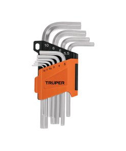 Juego Truper 10 Llaves Allen MM Punta Hexagonal con Organizador - Tecnología de Precisión Métrica para Ensamblajes Europeos y Asiáticos que Garantiza Ajustes Exactos sin Dañar las Cabezas de los Tornillos (Clave 15536)