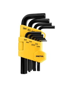 Juego de 10 Llaves Allen mm Punta Hex con Organizador, Herramienta Ideal para Mecánicos, Pretul Clave 21855