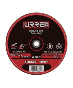 Disco abrasivo tipo 1 para metal 7" x 1/8" Urrea AMCS07