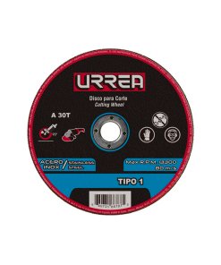 Disco abrasivo tipo 1 para acero inoxidable 4-1/2" x 1/16" Urrea AMSS04A