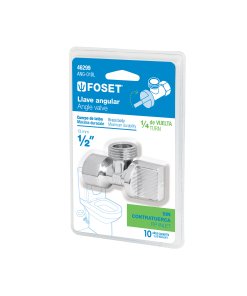 Llave Angular de 1/2', 1/4 de Vuelta, Blíster, ideal para plomería doméstica y rápida instalación, clave 46299 - FOSET