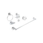 Juego de 6 accesorios para baño redondos, cromo, FOSET AQUA