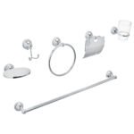 Juego de 6 Accesorios para Baño Cromo Chapetón Redondo Chico, Diseño Estético y Funcional para Baños Modernos, Aqua Foset clave 48340
