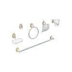 Juego de 6 accesorios para baño, cromo-oro, FOSET AQUA