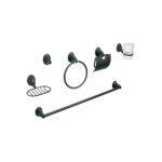 Juego de 6 accesorios para baño, negro, FOSET AQUA