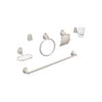 Juego de 6 accesorios para baño, níquel satín, FOSET AQUA