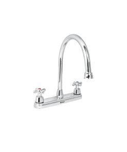 Mezcladora Fregadero 8', Cromo, Cuello Largo, Cruceta, alta calidad y funcionalidad para fregaderos, clave 49686 - FOSET AQUA