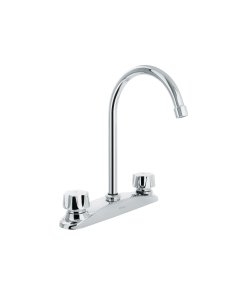 Mezcladora Fregadero 8', Cromo, Cuello Largo, Hexagonal, ideal para plomería de fregaderos, clave 45628 - FOSET AQUA