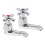 Juego 2 llaves individuales para lavabo, cromo, cruceta,AQUA