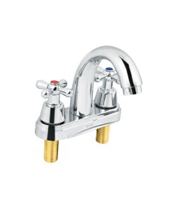 Mezcladora Lavabo 4', Cromo, Nariz Curva, Cruceta, diseño duradero para lavabo, clave 49692 - FOSET AQUA